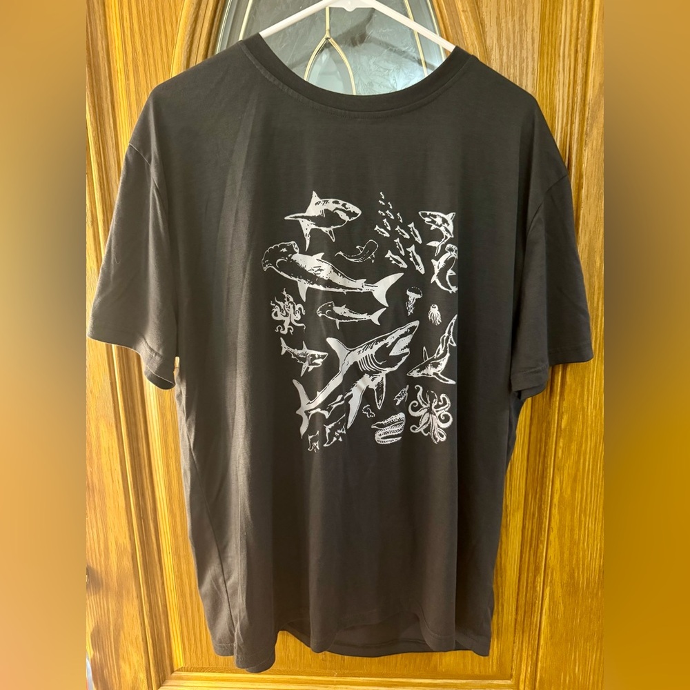 Gray T-Shirt with Shark Print